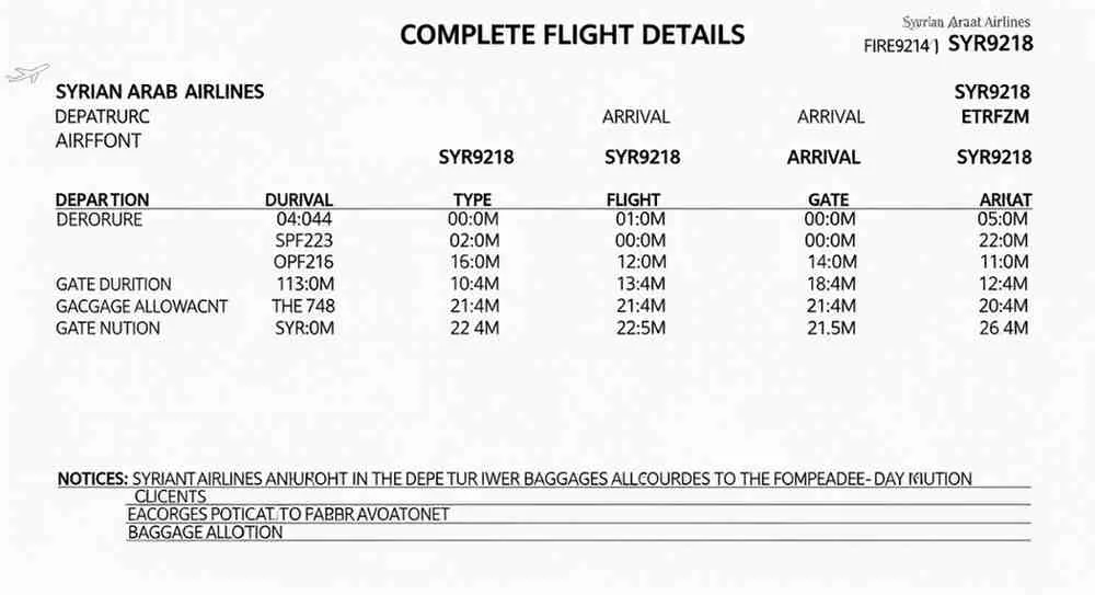 syrian arab airlines syr9218 flight details