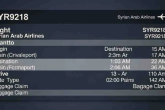 syrian arab airlines syr9218 flight details