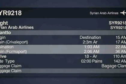 syrian arab airlines syr9218 flight details