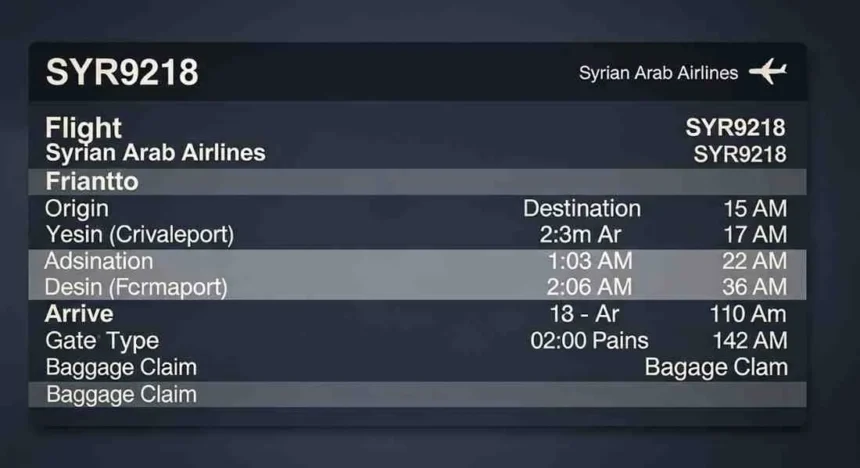 syrian arab airlines syr9218 flight details